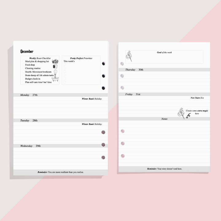 2027 WEEKLY DIARY INSERTS - PRE-ORDER DISPATCHED NOV 2026
