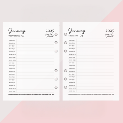 2025 DAILY SCHEDULE DIARY INSERTS - PRE-ORDER (DUE TO DISPATCH DECEMBER)