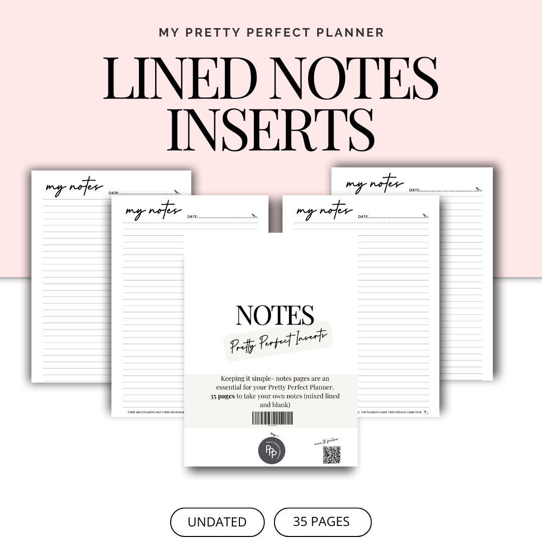 LINED NOTES INSERTS – Pretty Perfect Products
