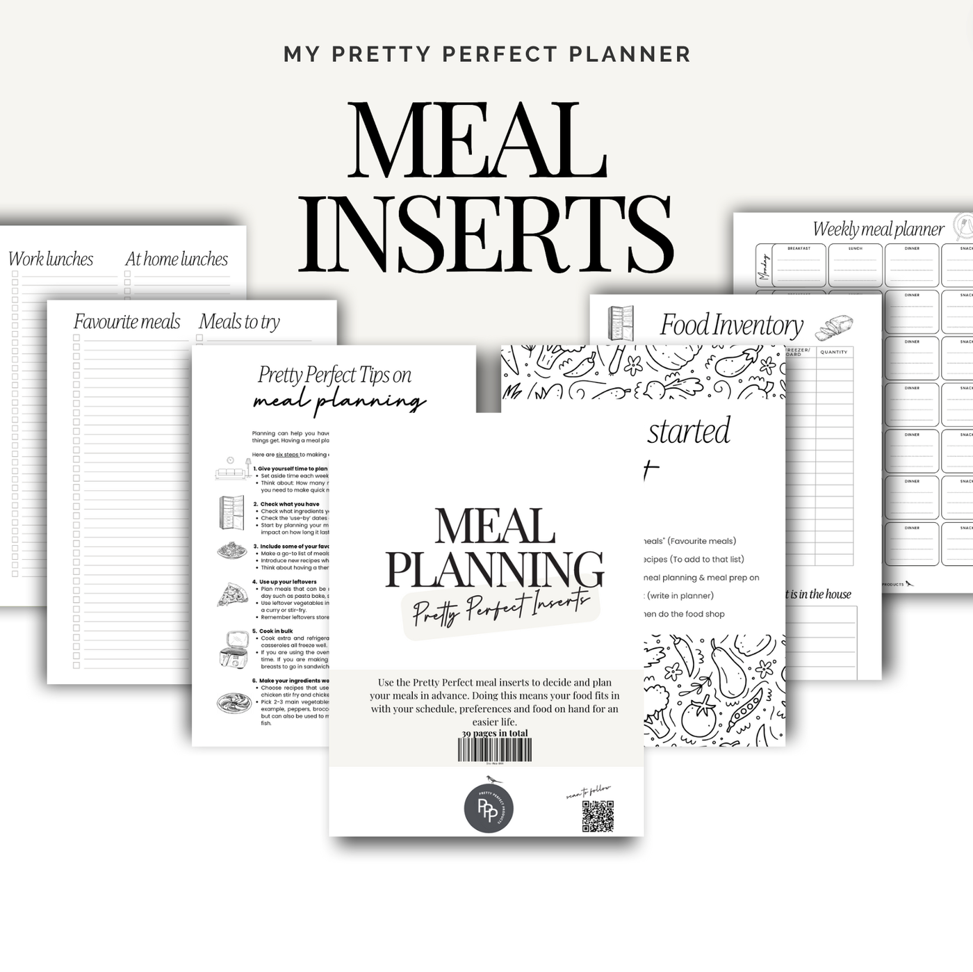 MEAL PLANNING INSERTS