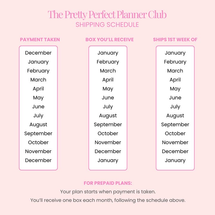 MONTHLY SUBSCRIPTION BOX - PRETTY PERFECT PLANNER CLUB